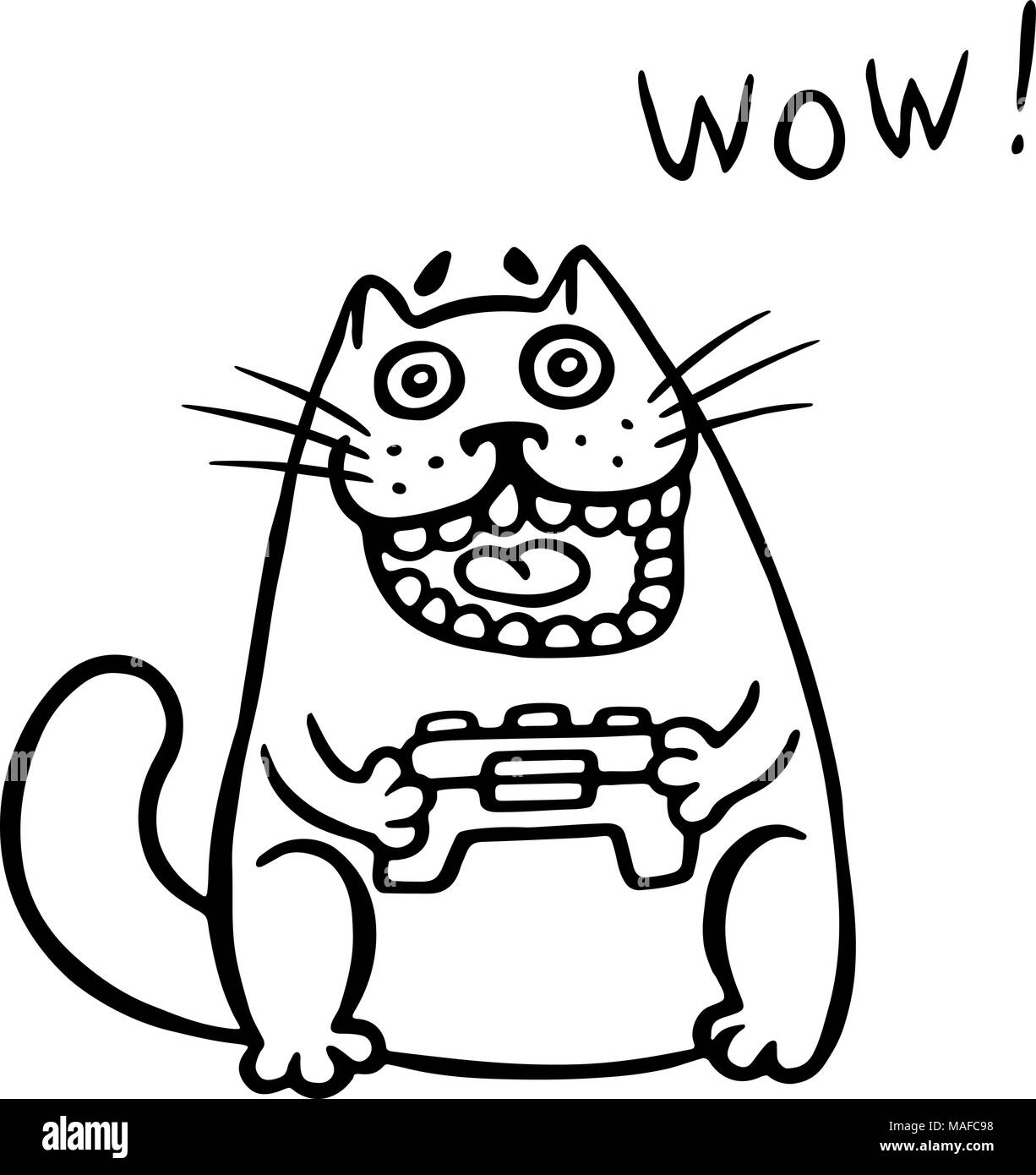 Video gamer cat plays on the console. Computer games. Funny cartoon animal  character. Isolated vector illustration Stock Vector Image & Art - Alamy
