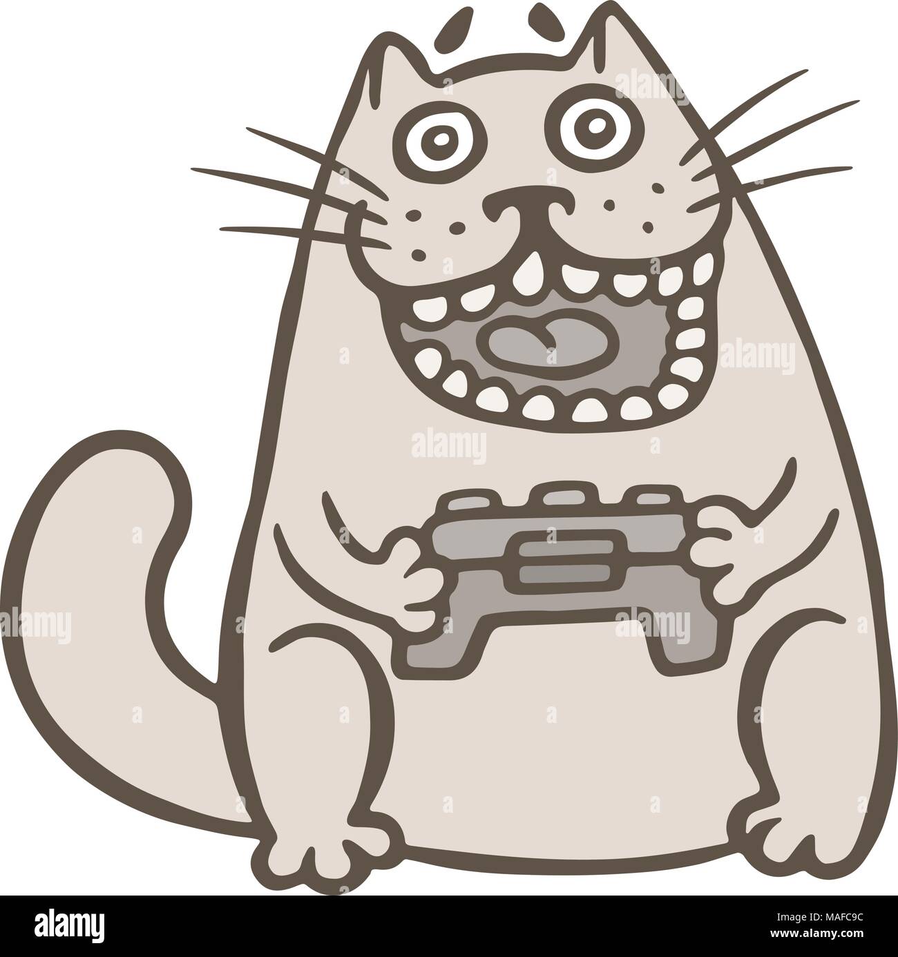 Cat plays in cool video games. Cheerful pet video gamer with a joystick in  its paws. Vector illustration Stock Vector Image & Art - Alamy