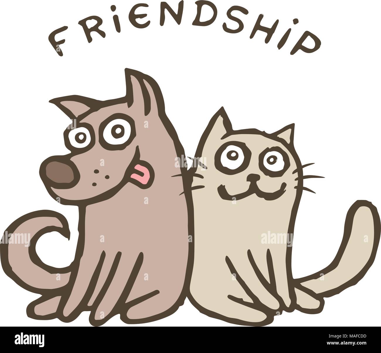 Friendship dog and cat. Best friends. Vector illustration. Together  forever. Cute cartoon pets characters Stock Vector Image & Art - Alamy