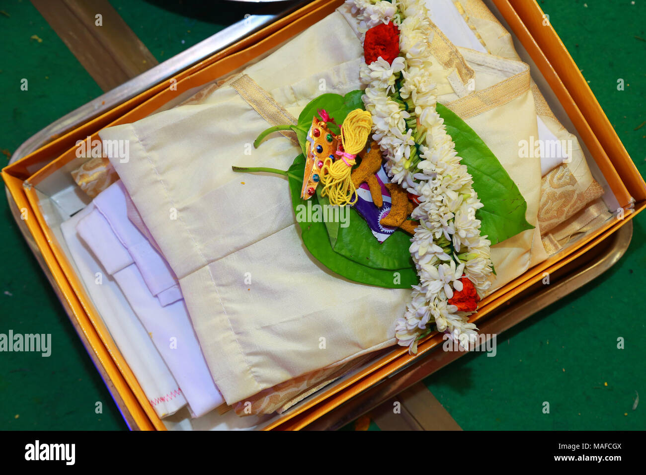 South Indian Wedding Bridal Shirt And Betel Leaf With Flowers