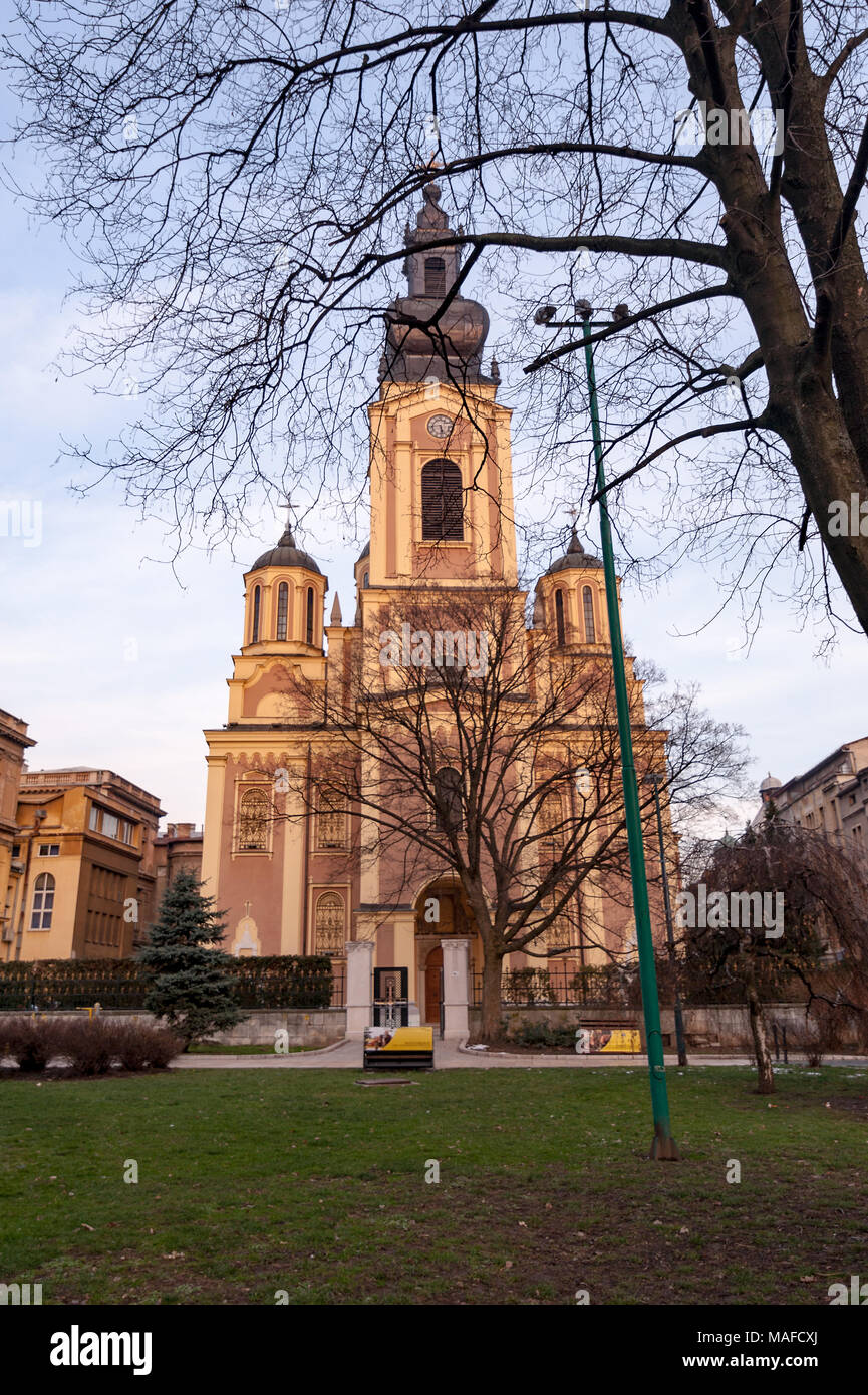 The Cathedral Church of the Nativity of the Theotokos. Church is the largest Serbian Orthodox church in Sarajevo and one of the largest in the Balkans Stock Photo