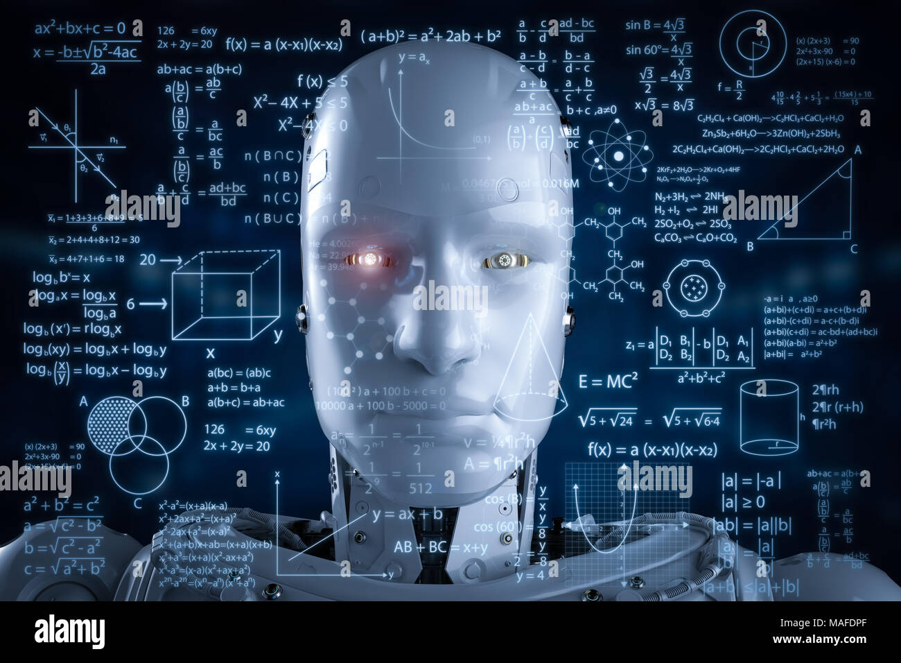 3d rendering robot learning or machine learning with education hud ...