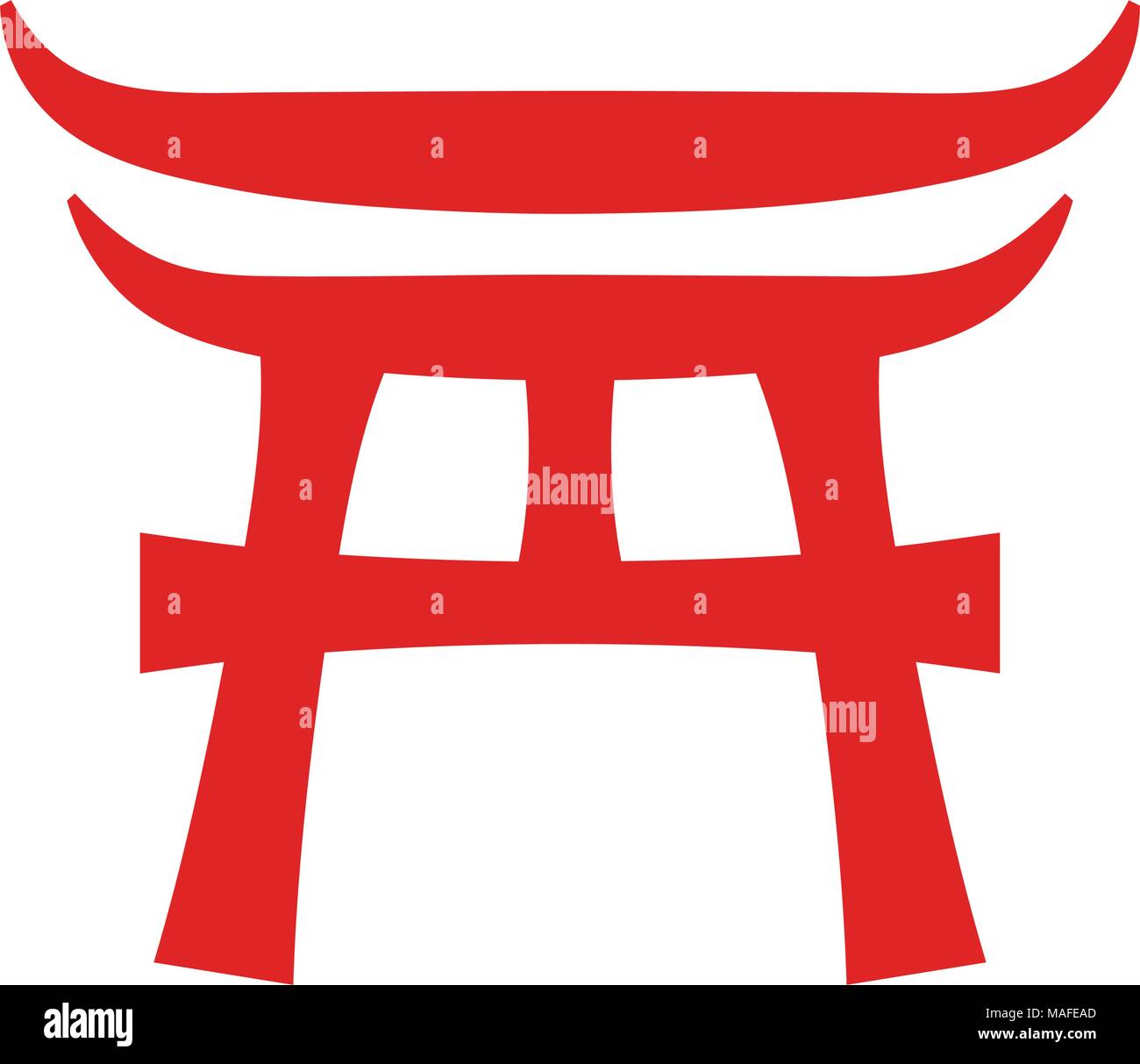 Torii — traditional ritual Japanese gate at the entrance of a Shinto shrine. Stock Vector