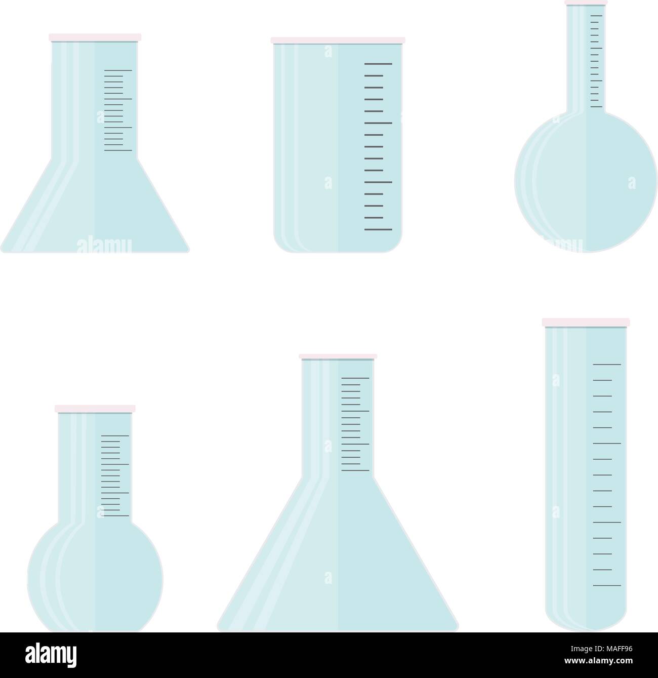 Glassware for laboratory flat set vector. Collection of laboratory