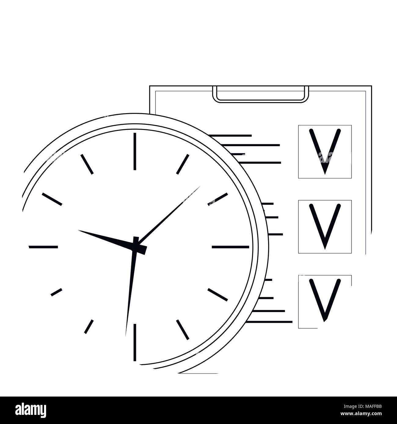 Plan time and work line art icon. Vector management business time, optimization checklist and time line stroke illustration Stock Vector