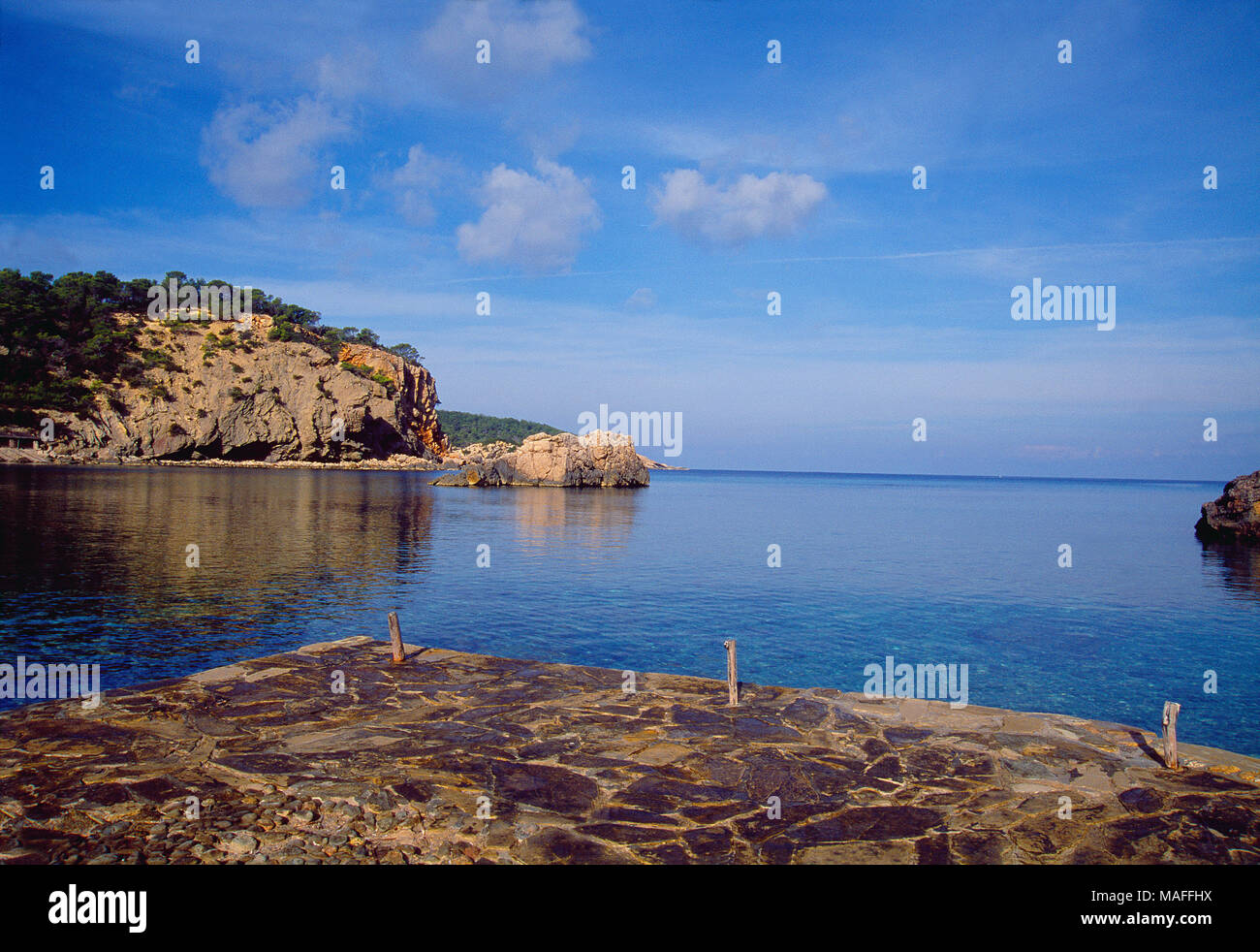 Cala da Xarraca. Portinatx, Ibiza island, Balearic Islands, Spain. Stock Photo