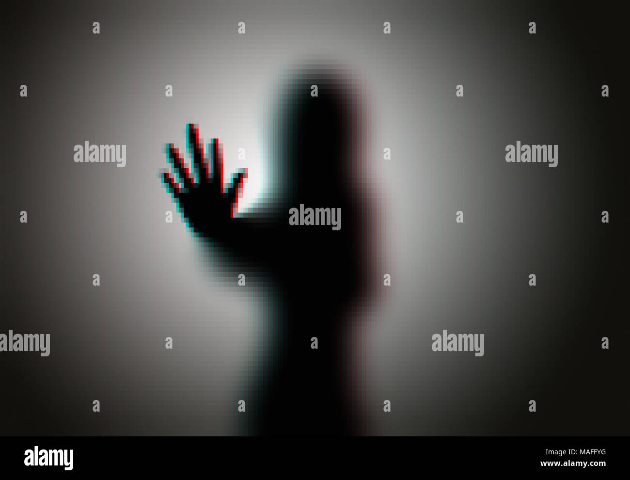 Ghost hand woman version with mosaic effect and chromatic aberration ...