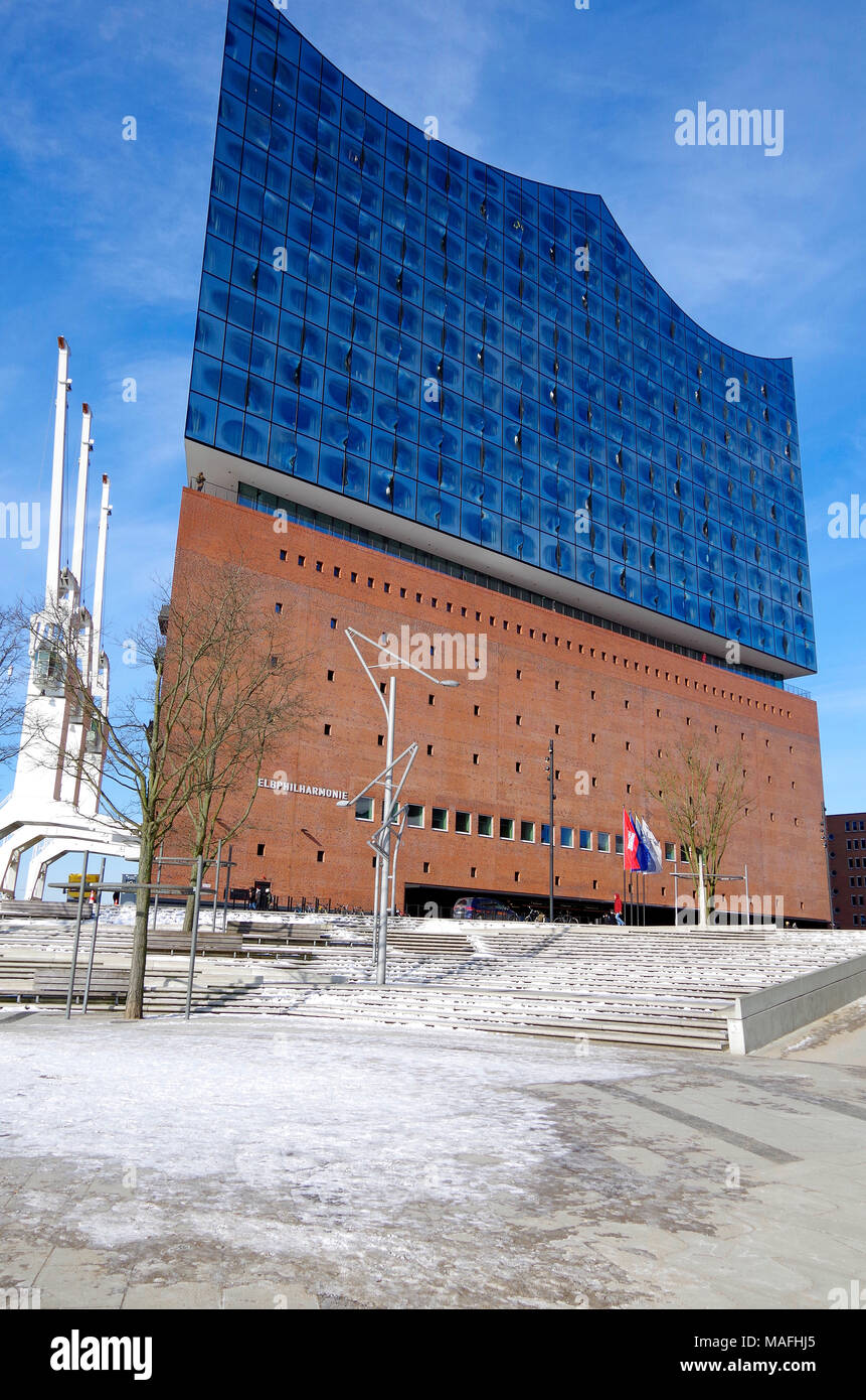 The East end of the Elbphilharmonie concert hall, in the HafenCity quarter of Hamburg, Germany Stock Photo