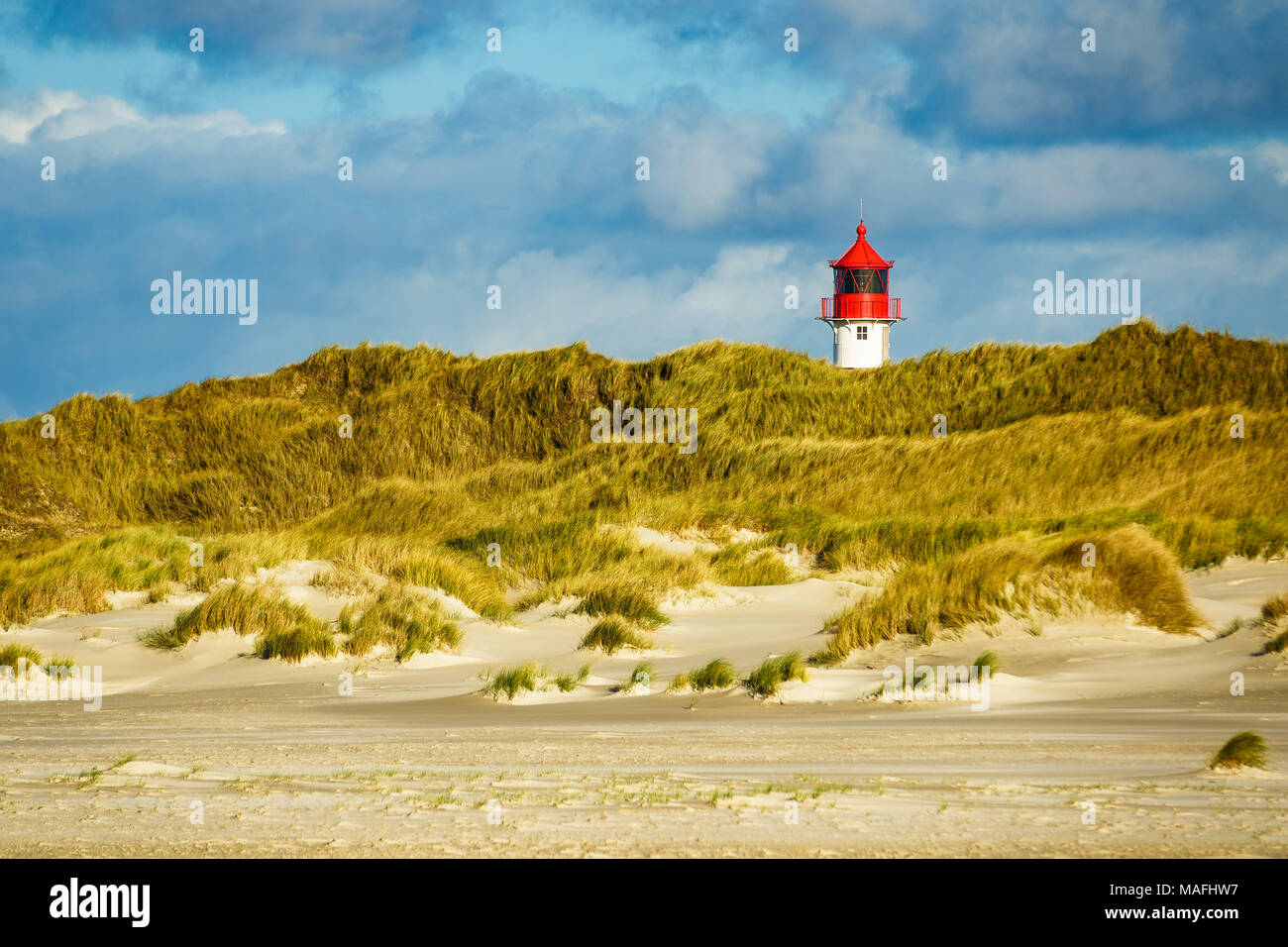 Lighthouse on the North Sea island Amrum, Germany. Stock Photo