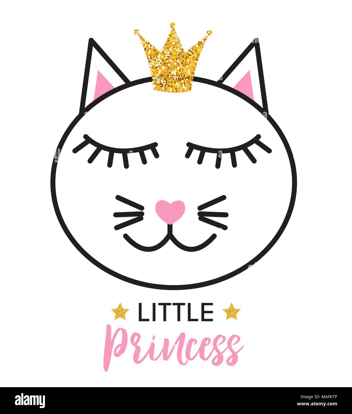 Little Cute Cat Princess Vector Illustration Stock Vector