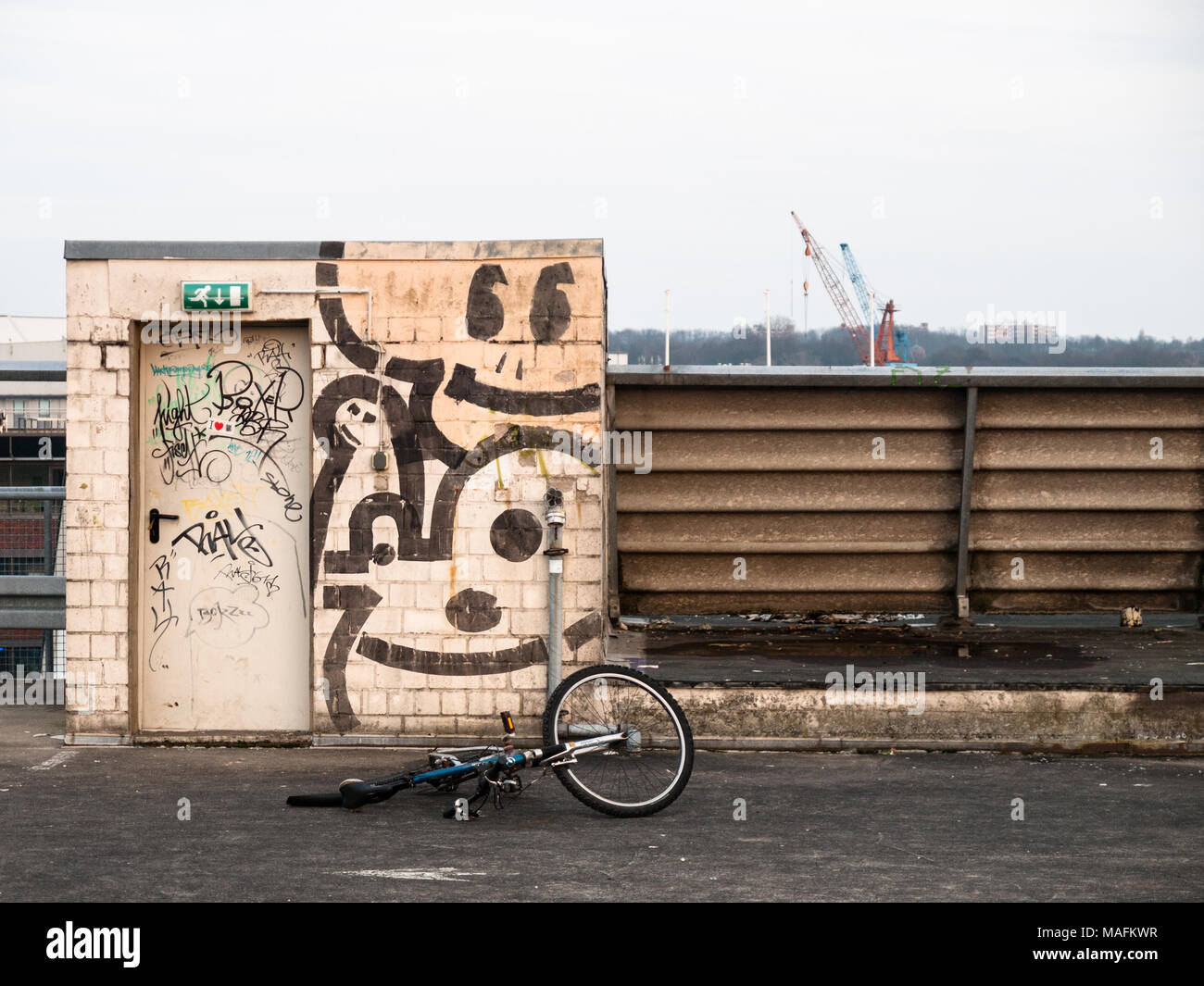 a single bicycle on the street due to stealing Stock Photo