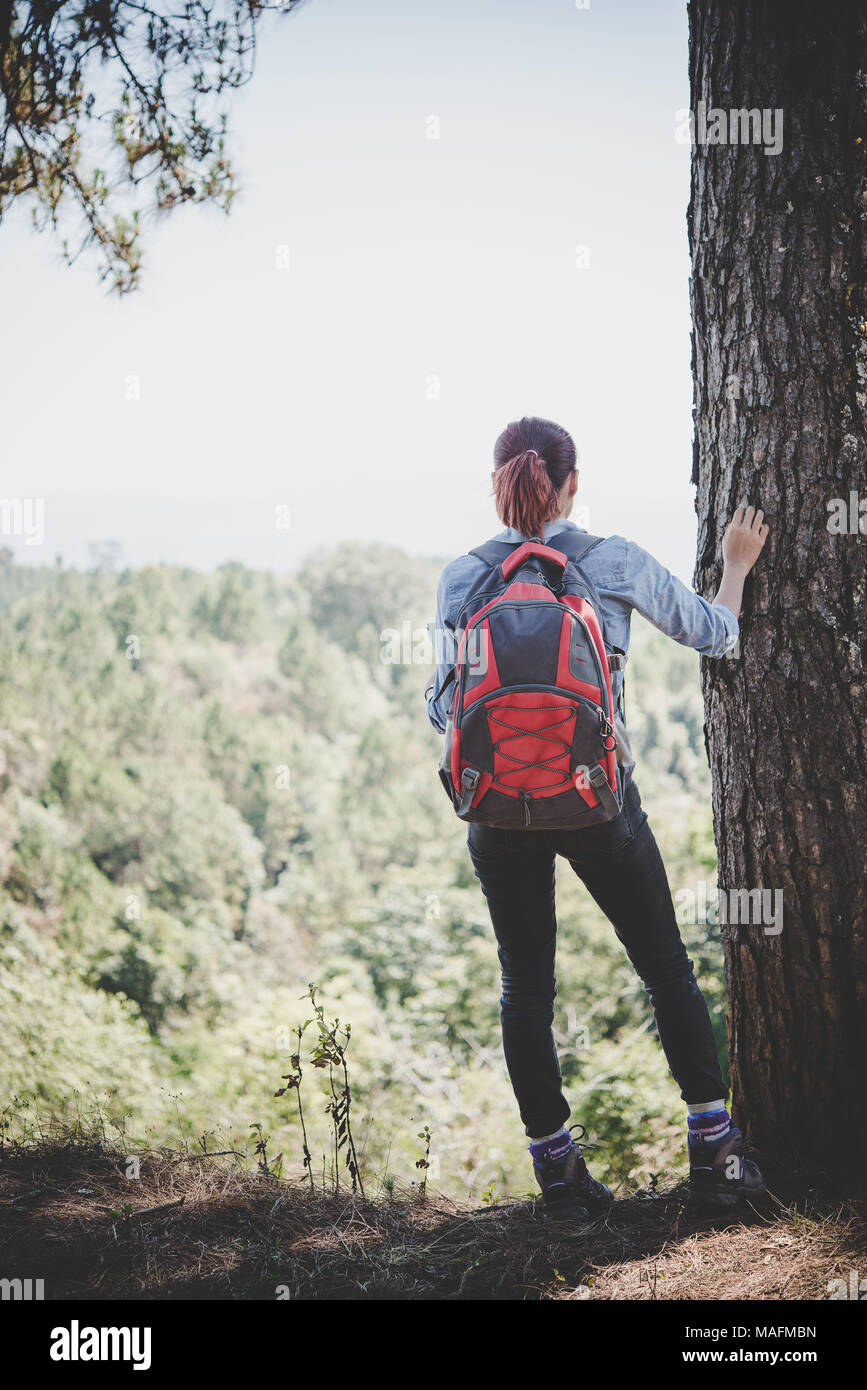 Asian female hiker backpack hi-res stock photography and images - Alamy