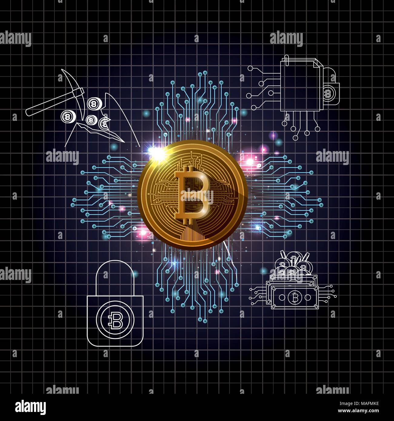 bitcoin mining set icons Stock Vector Image & Art - Alamy