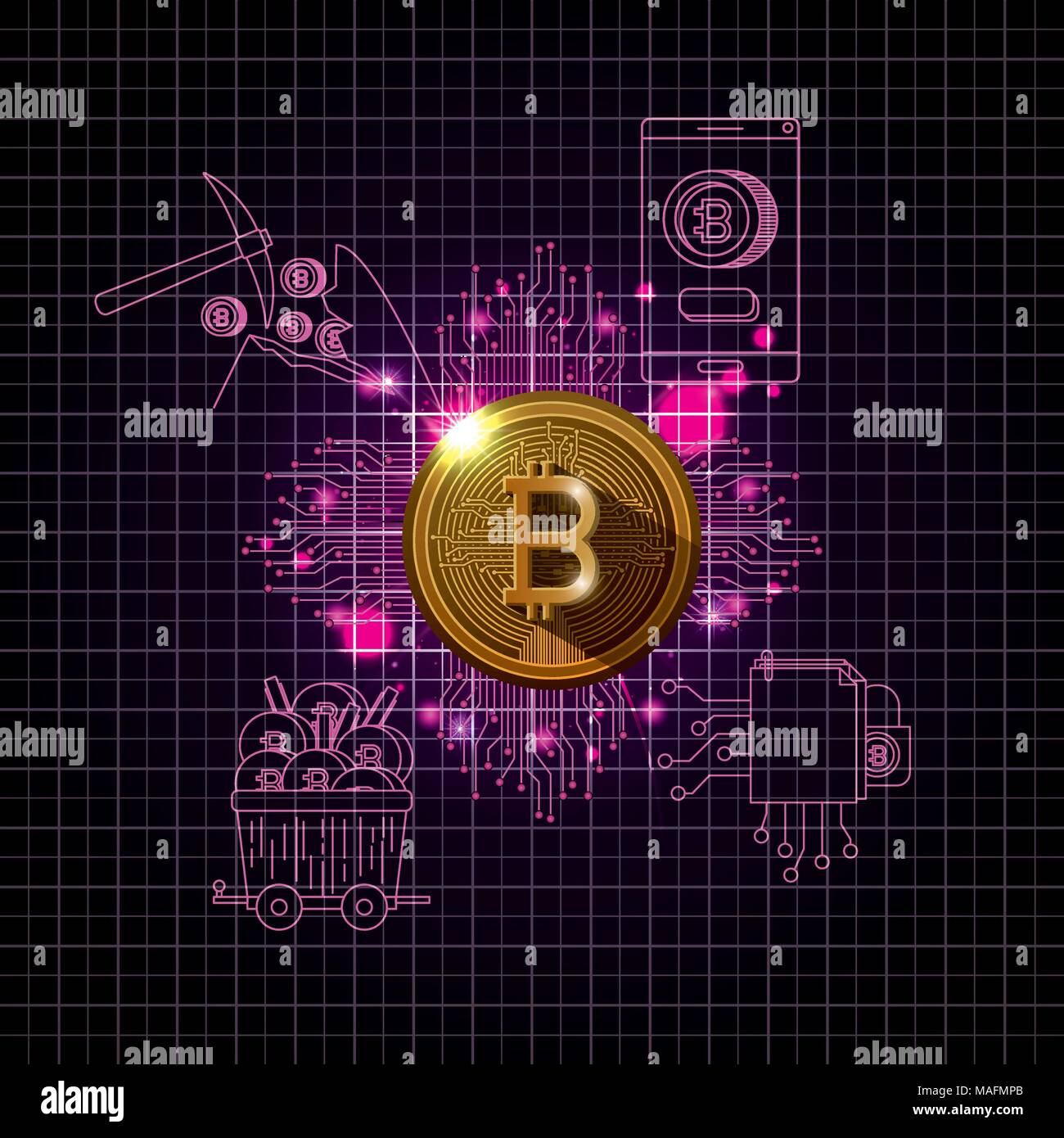 bitcoin mining set icons Stock Vector Image & Art - Alamy