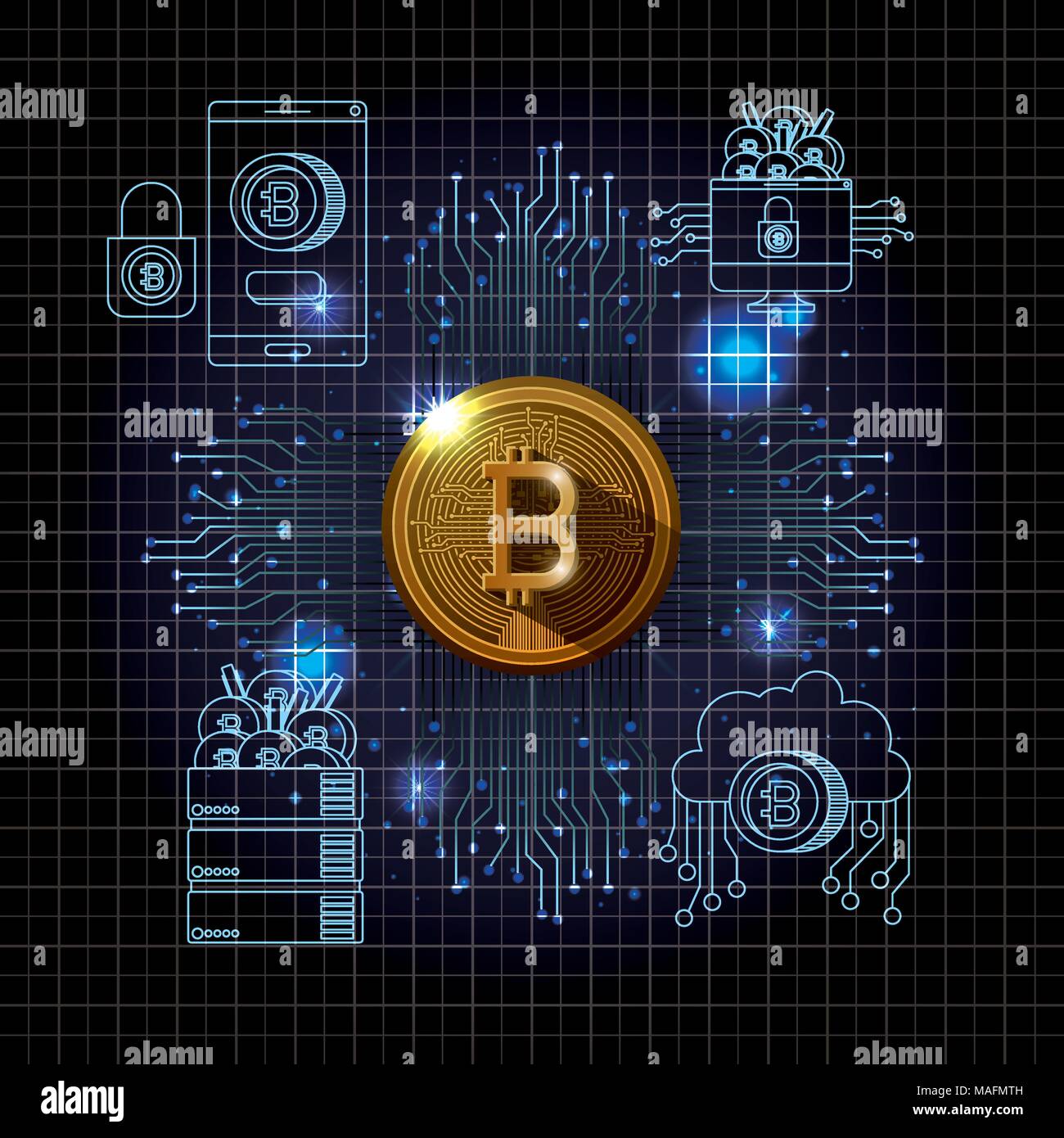 bitcoin mining set icons Stock Vector Image & Art - Alamy