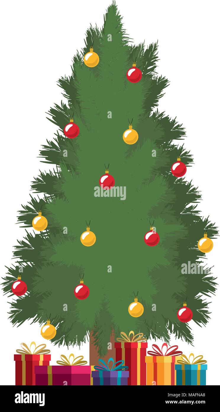 christmas tree with gifts decoration icon Stock Vector Image & Art - Alamy