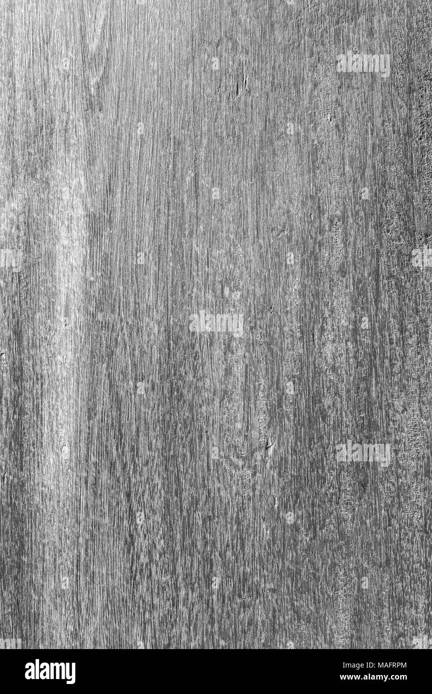 Close-up of an faded wooden board wall texture background in black and white. Stock Photo