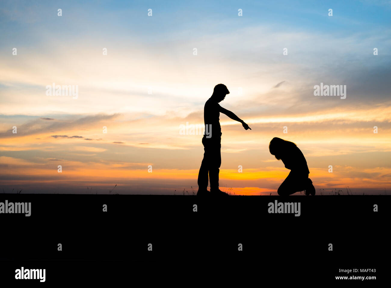 Silhouette Couple Sad High Resolution Stock Photography and Images - Alamy