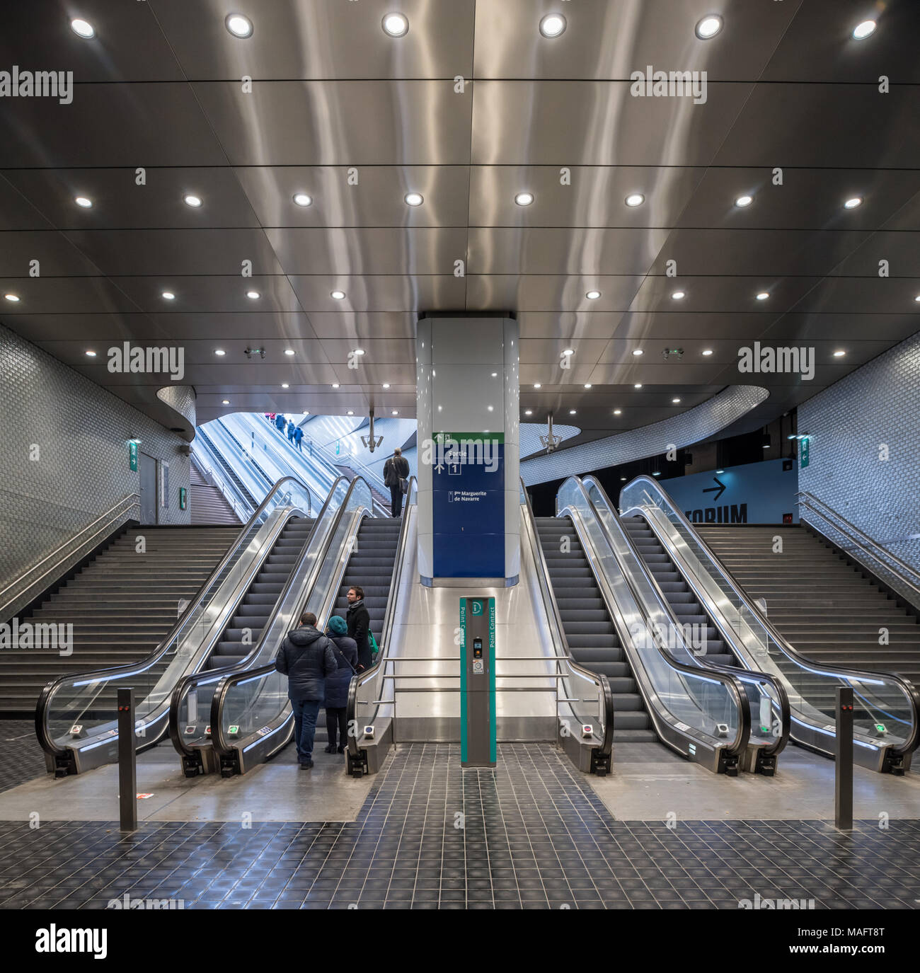 France,  Paris -   1 April 2018:  Paris Métro station Châtelet Stock Photo