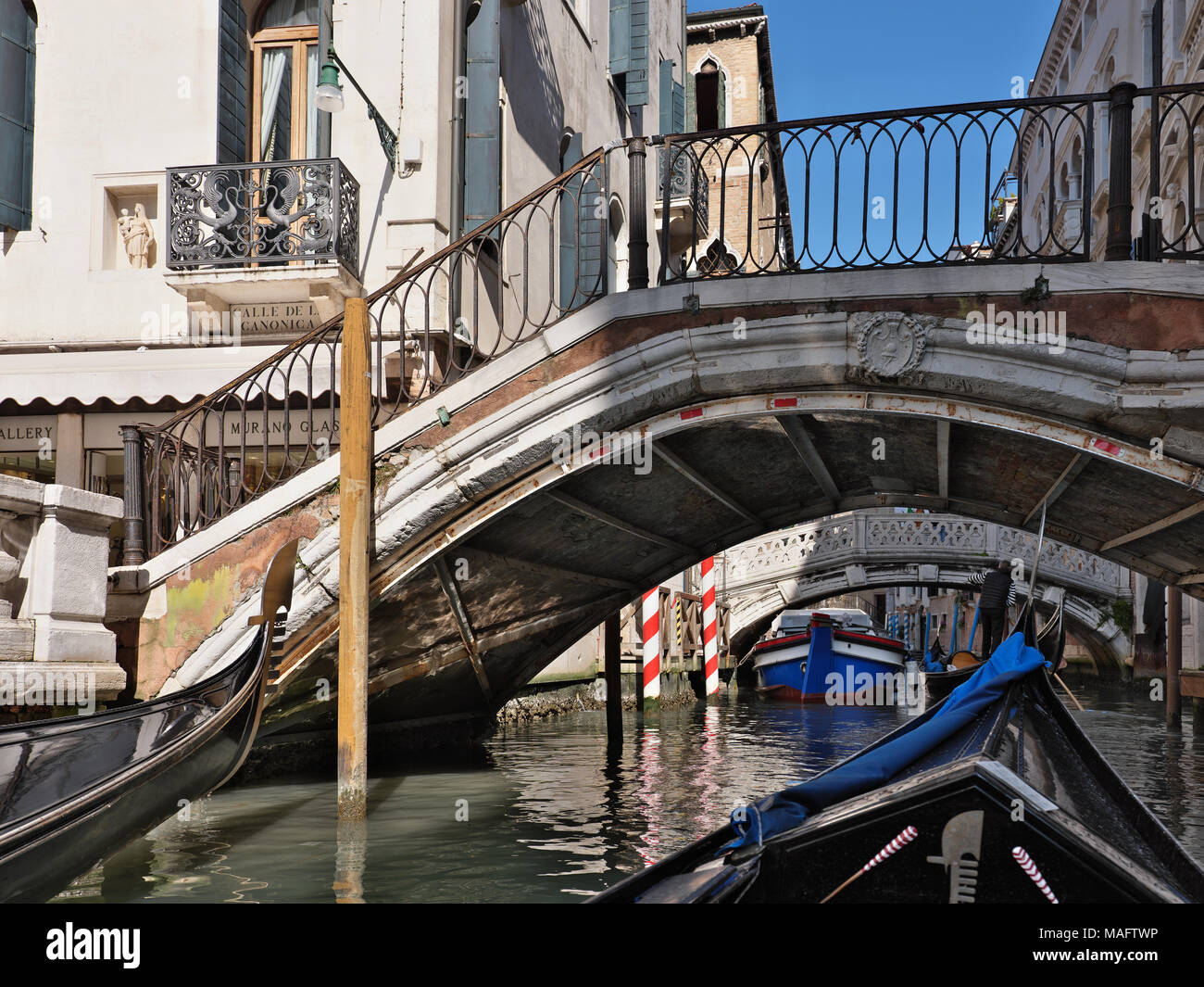 Canals in Venice seen from a Gondola Stock Photo
