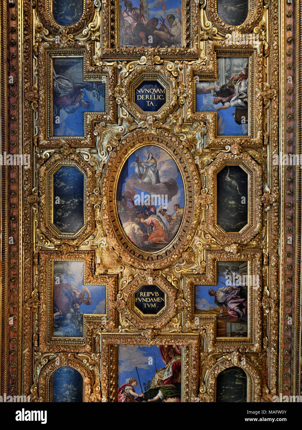 Interior view and artwork in the Doge's Palace in Venice Stock Photo