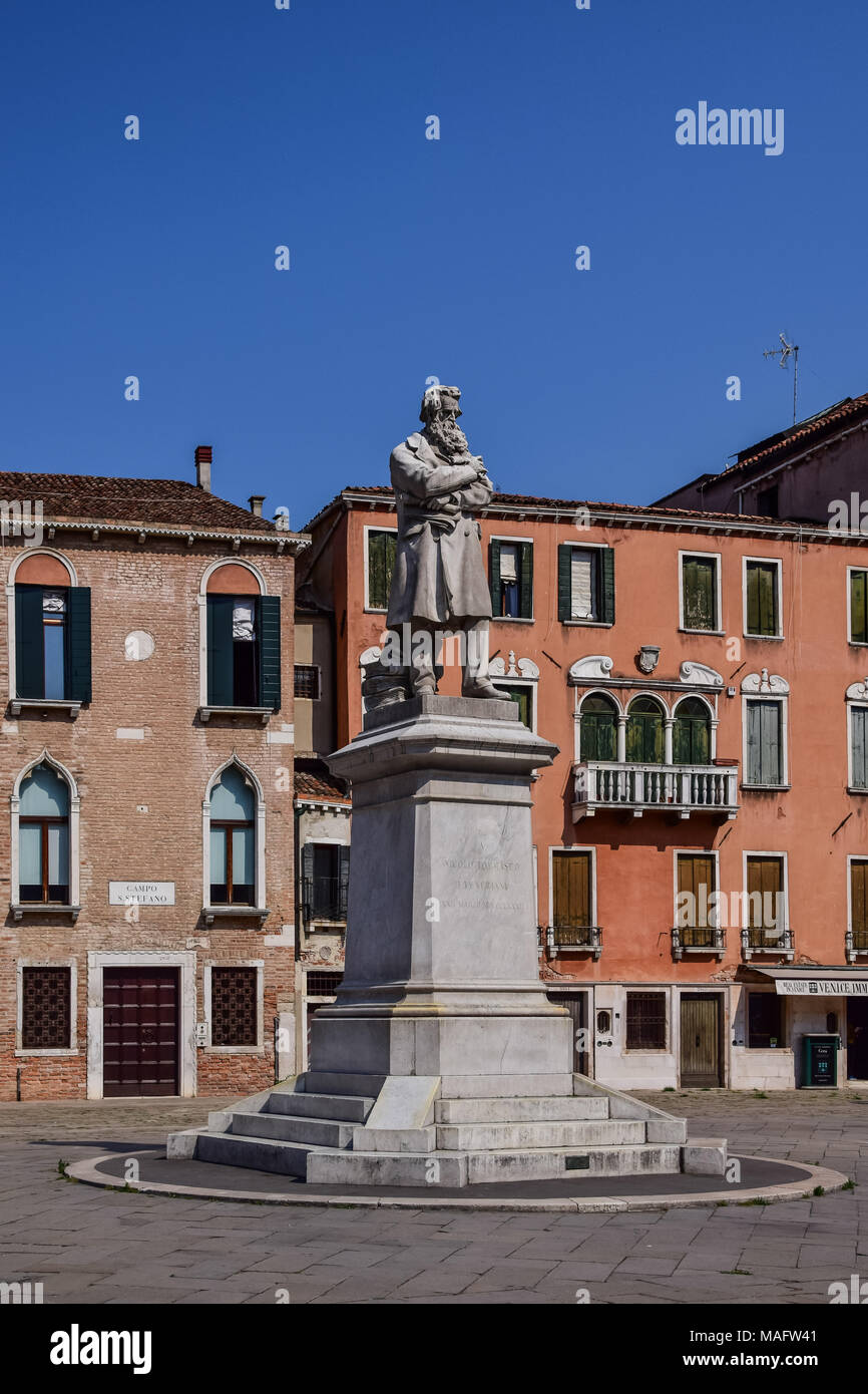 Statue of Niccolo Tommaseo, Campo Santo Stefano Stock Photo