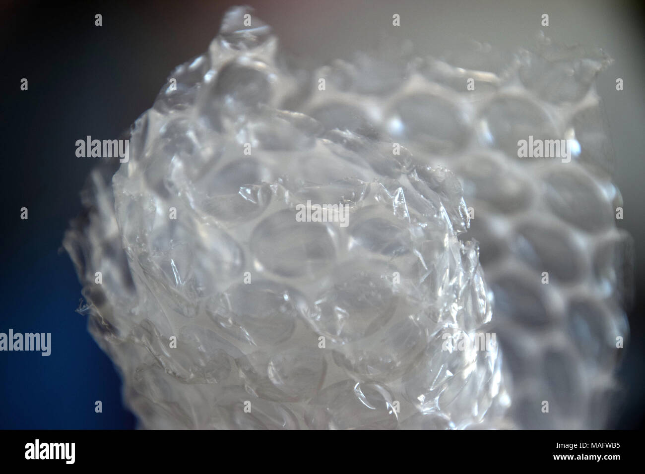 Bubble wrap material for a safety packing, close up view, Abstract texture. Stock Photo