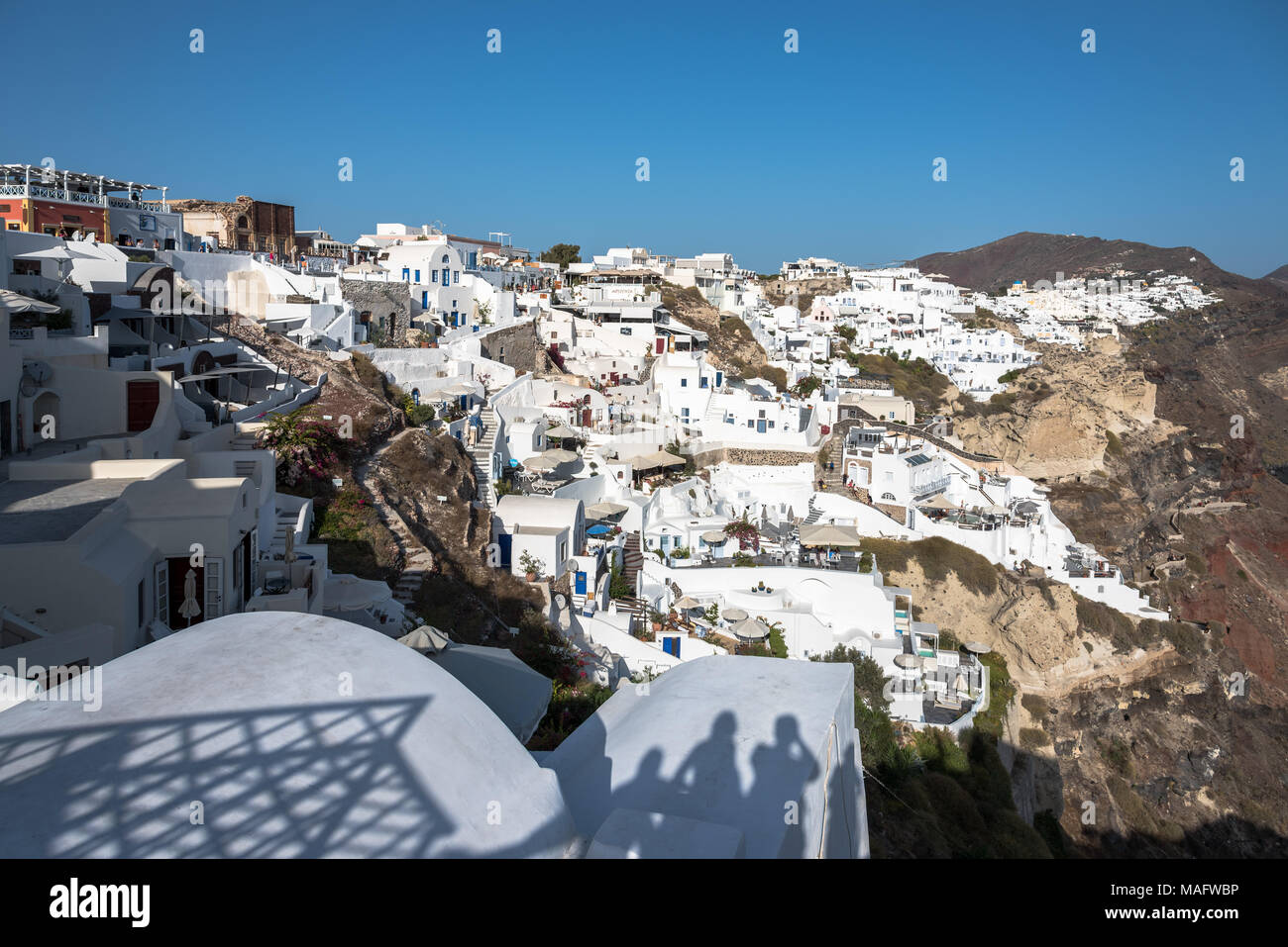 Oia on the Santorini hillside Stock Photo