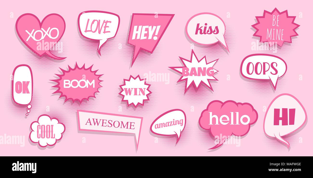 Comic text speeech bubble pop art Stock Vector