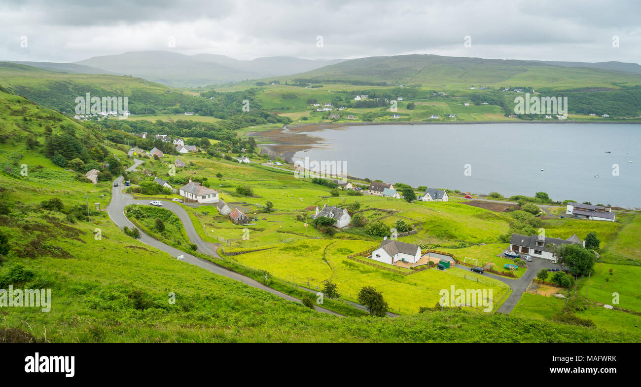 Panoramic view of Idrigil and Uig, Isle of Skye, Scotland. Stock Photo