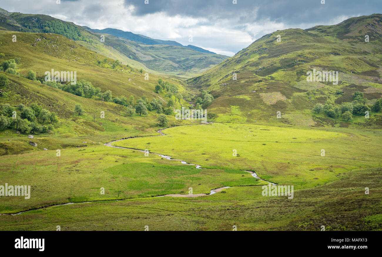 Panoramic view near Suidhe Viewpoint, along the B862 road in the Scottish Highlands. Stock Photo