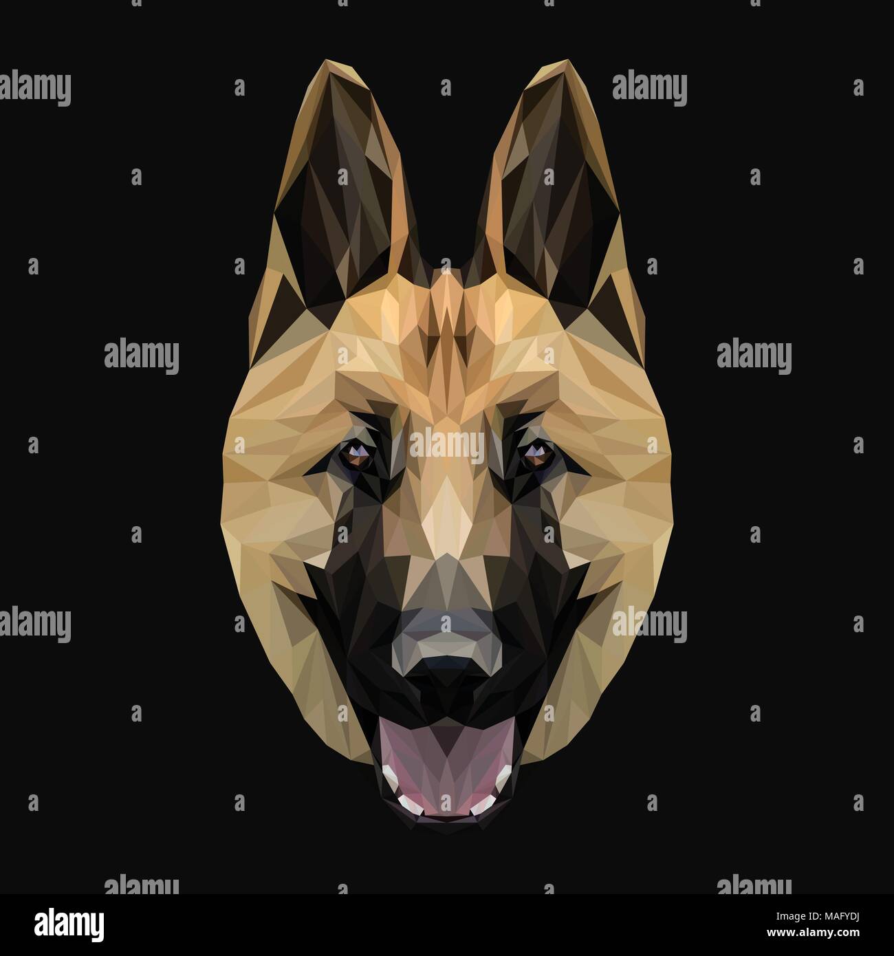 Shepherd low poly design. Triangle vector illustration. Stock Vector
