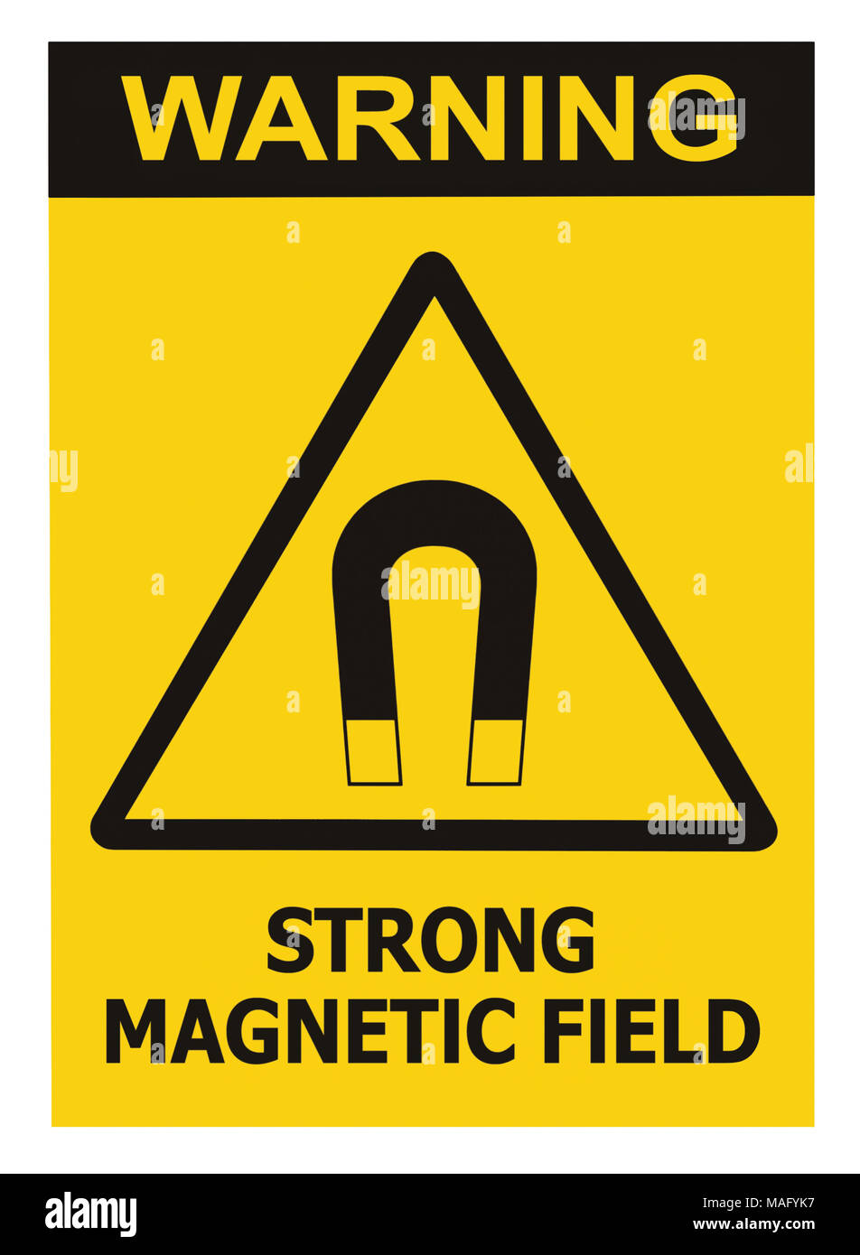 Warning Sign Strong Incline Isolated Strong Magnetic Field Warning Sign Isolated Text Label