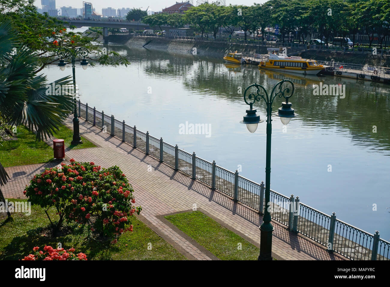 Rach Ben Nghe canal, a tributary of the Saigon River in Ho Chi Minh City, Vietnam. Stock Photo