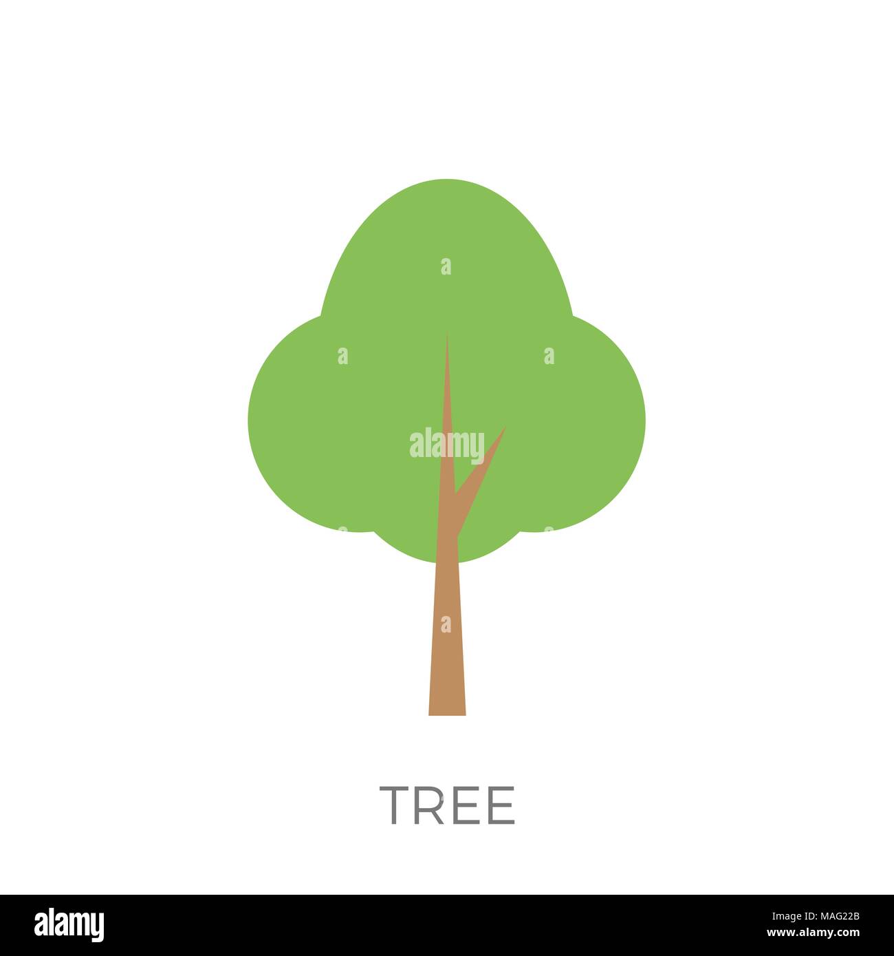 Tree in a Flat Design. Isolated on White Background. Vector Icon Stock ...