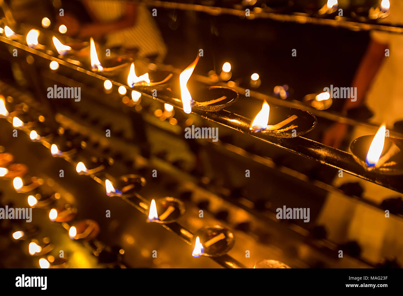 Burning candles in Buddhist temple in Kandy, Sri Lanka Stock Photo Alamy