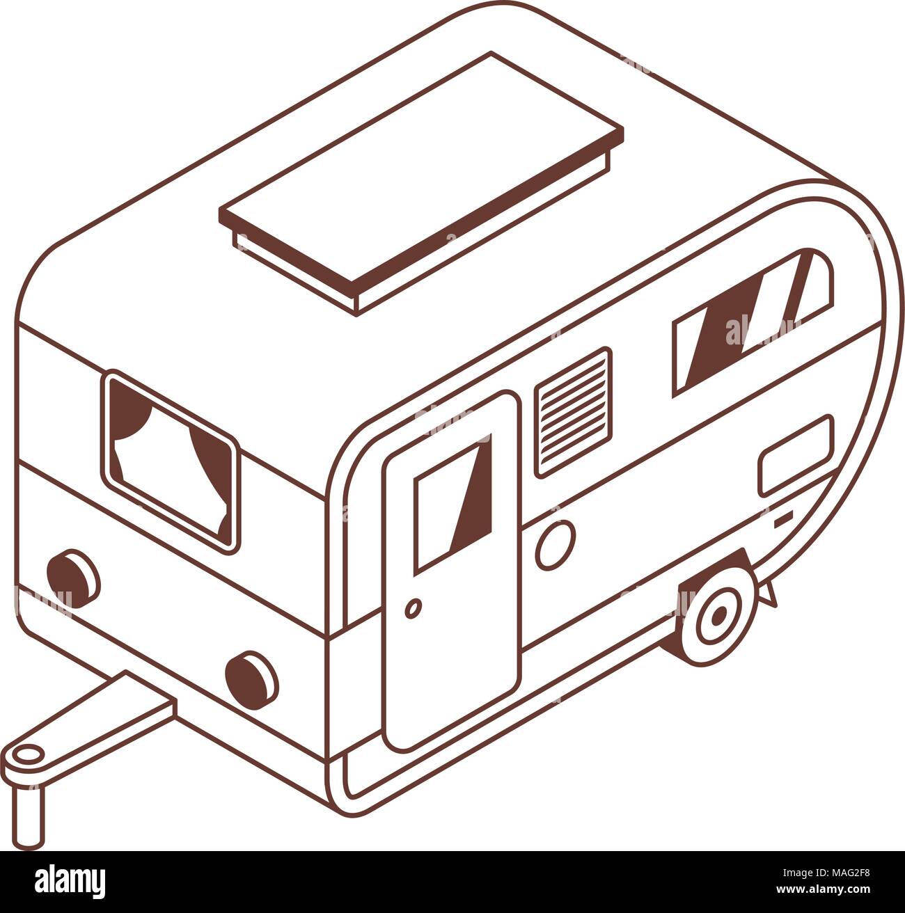 Camping Isometric Trailer in Line Art Stock Vector Image & Art - Alamy