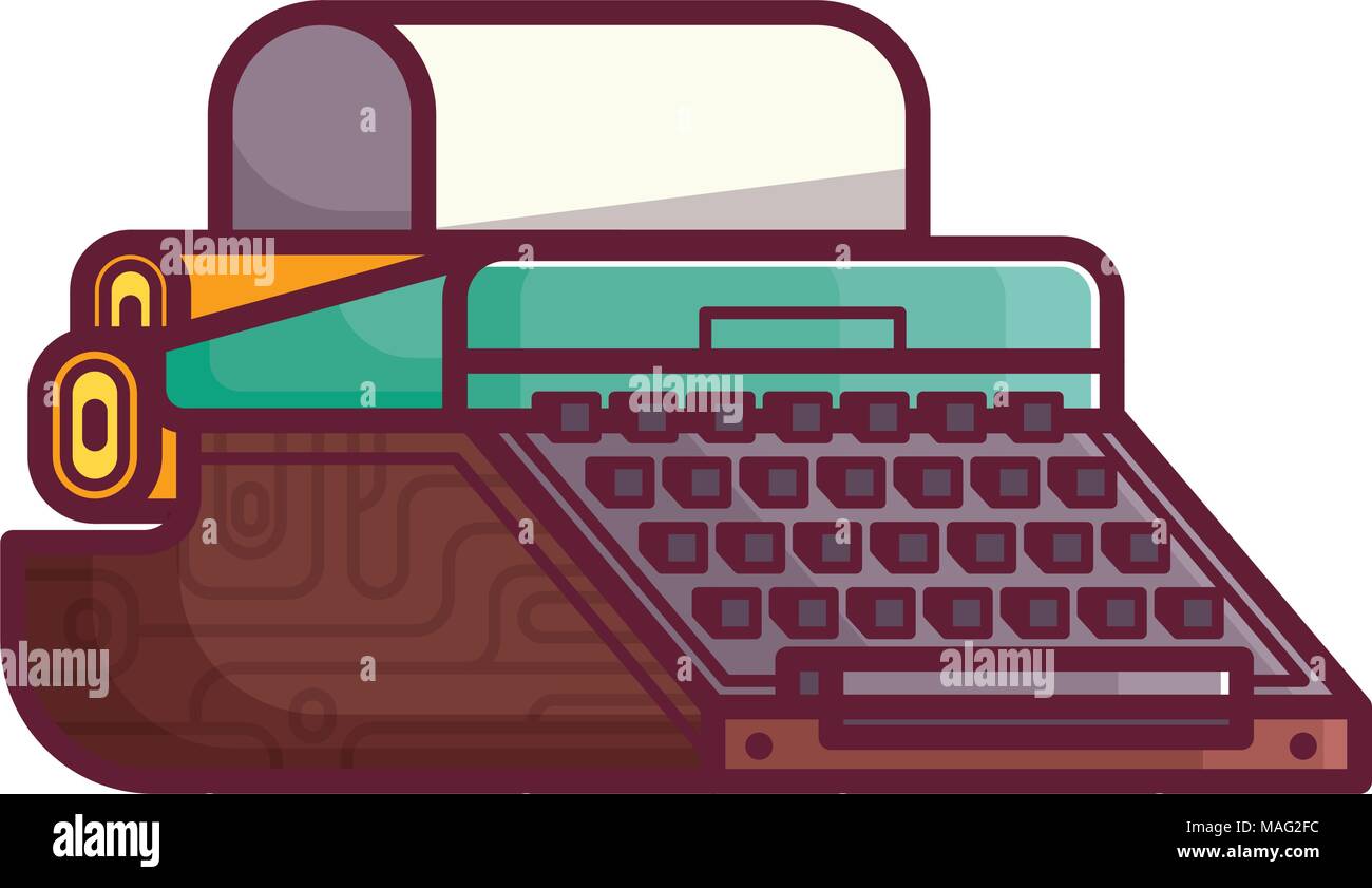 Old Typewriter or Writing Machine Icon Stock Vector