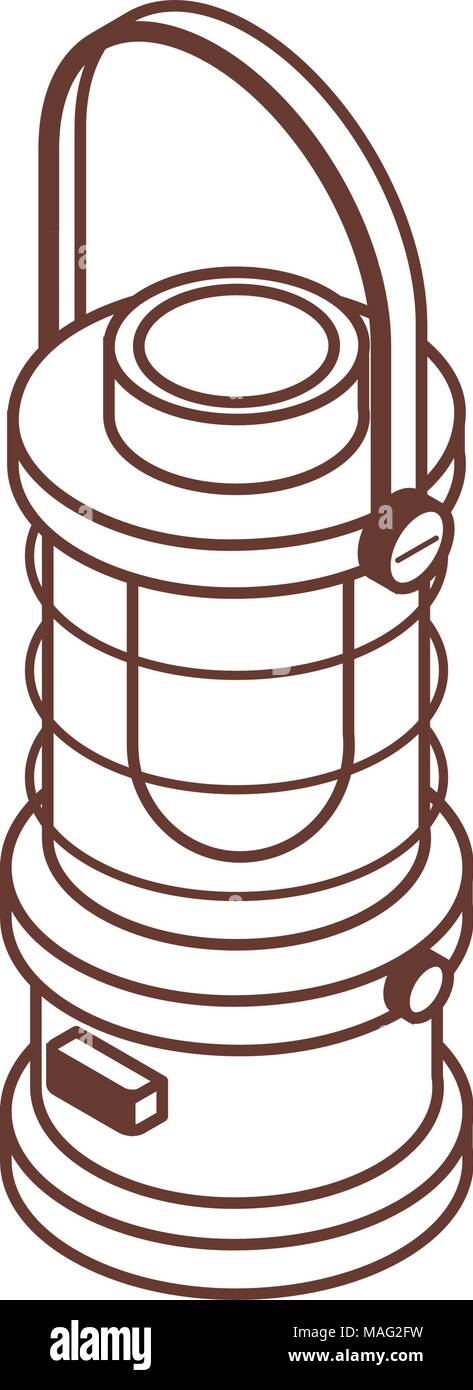 Camping Lantern or Gas Lamp Isometric Icon Stock Vector