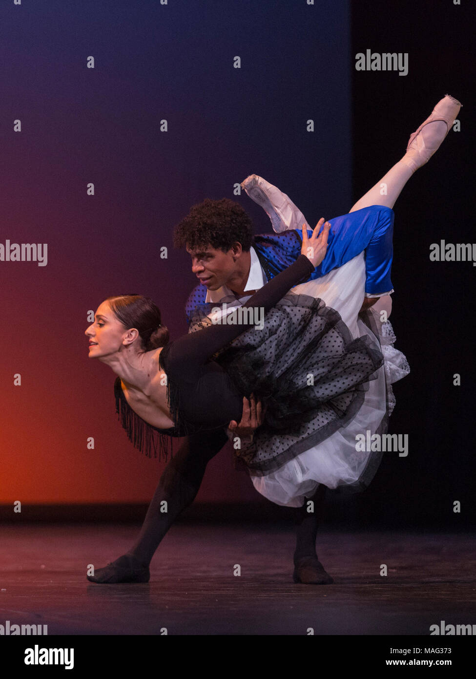08/12/2015. London, UK. Pictured: Majisimo by Jose Garcia performed by Carlos Acosta with Marianela Nunez, Tierney Heap, Yuhui Choe, Anna Rose O'Sullivan, Thiago Soares, Varleri Hristov and Nehemiah Kish. Carlos Acosta performs a Classical Selection at the London Coliseum, 8 to 13 December 2015, presenting highlights from Carlos’ career in celebration of twenty-six years as a dancer on the London stage. Stock Photo