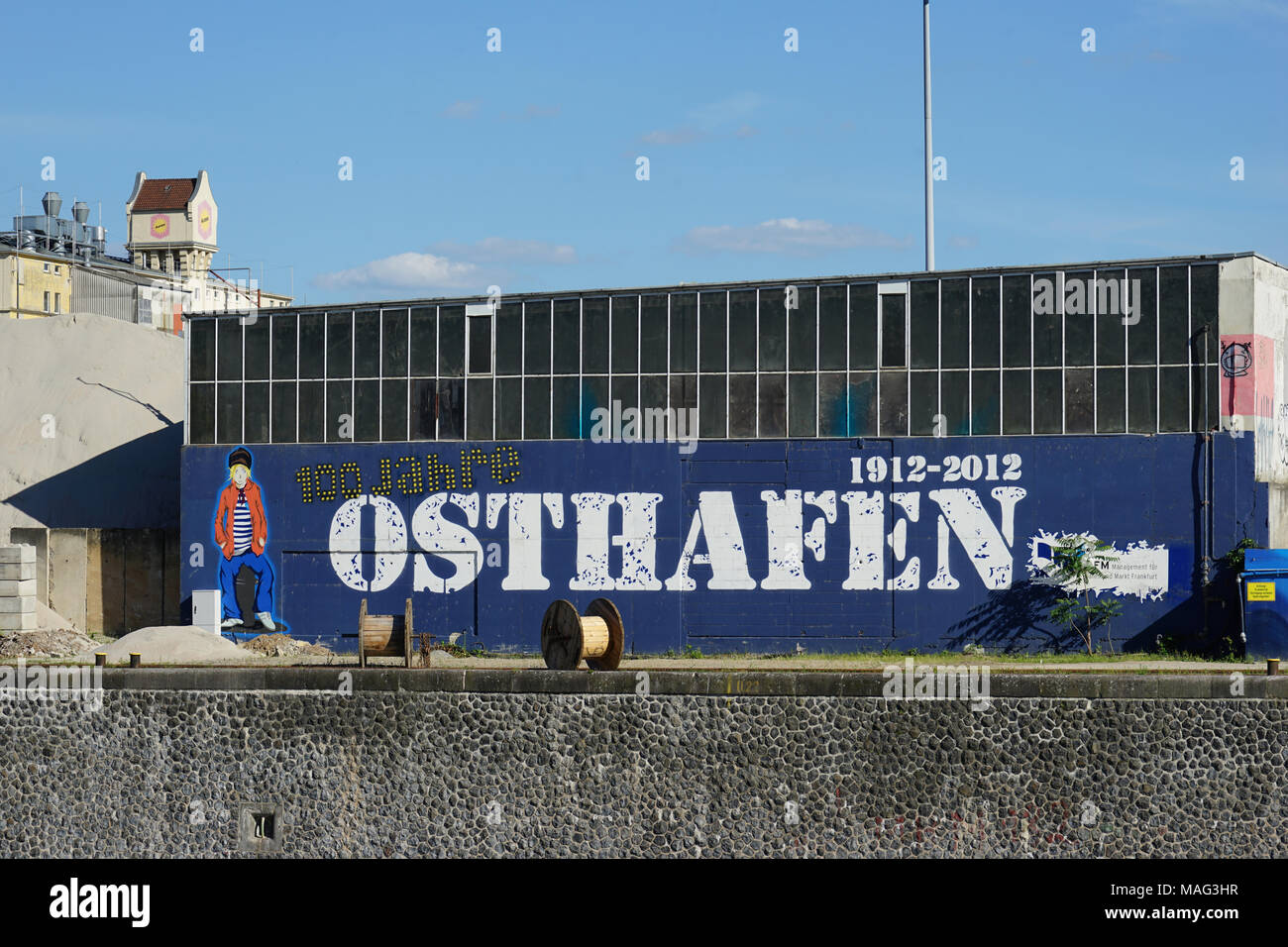 East Harbour, Osthafen Frankfurt, Mural, Frankfurt, Germany, Stock Photo