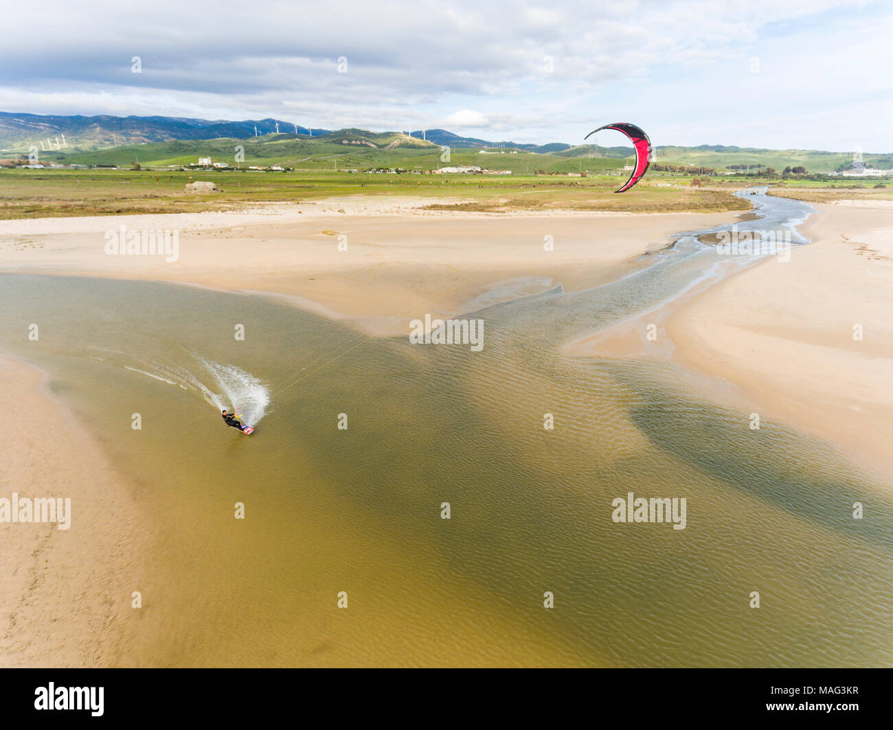 Kitesurfing in Tarifa, Los Lances, Costa de la Luz, Cadiz, Andalusia