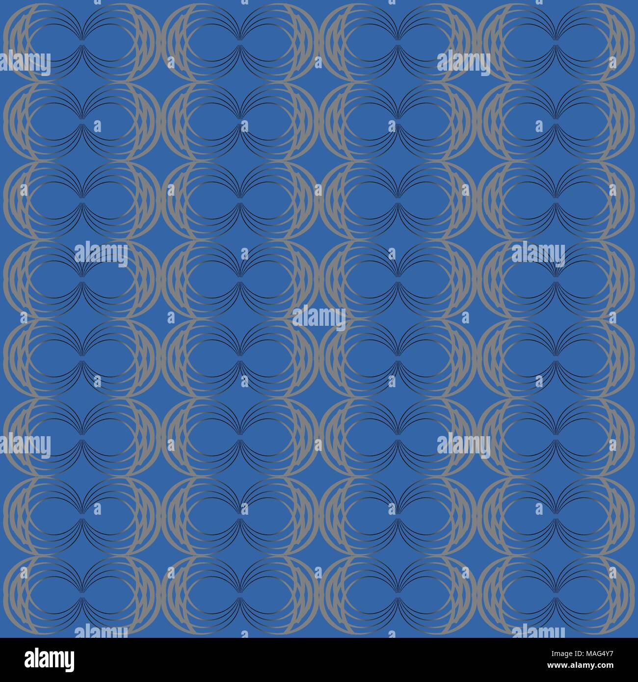Seamless circles pattern in gradient lines on dark blue background. Vector illustration, EPS10. Stock Vector