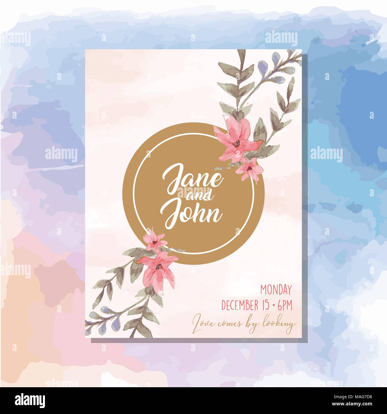 Colorful invitation greetings card with ornaments and flowers Stock ...