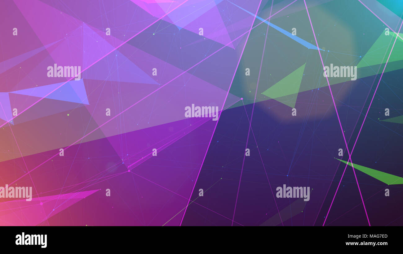 A striking 3d rendering of green and pink pyramid shapes covered with ...