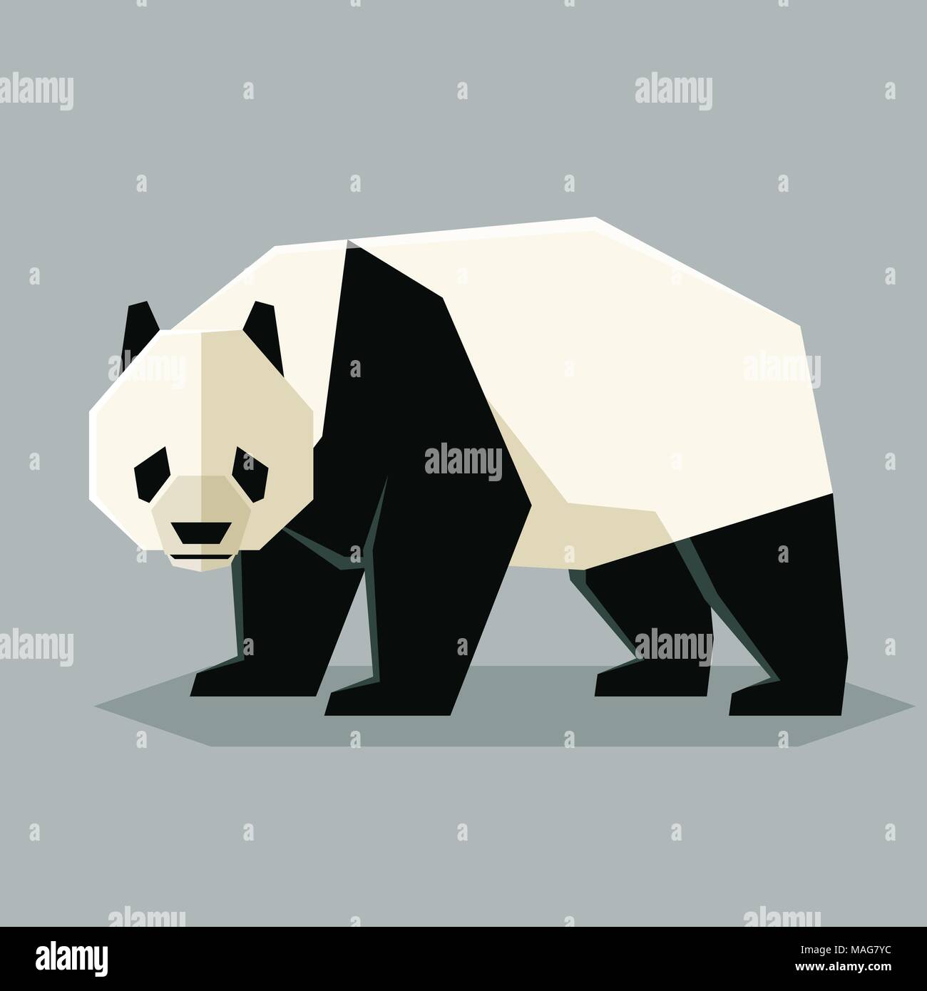 FLat geometric Giant Panda Stock Vector