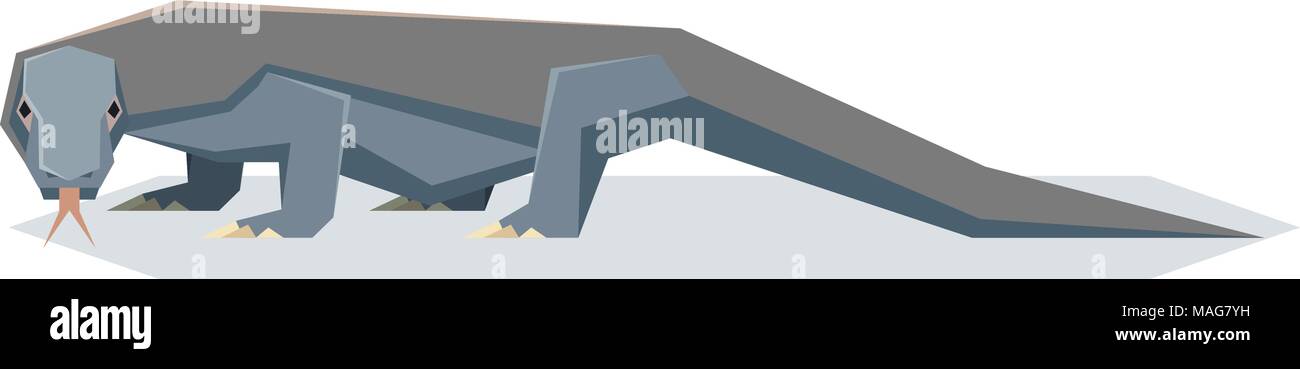 Flat geometric Komodo dragon Stock Vector