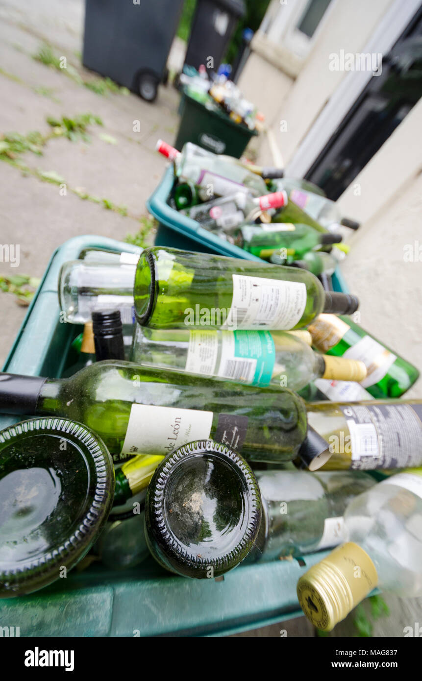 Alcohol bottle recycling from binge drinking Stock Photo Alamy