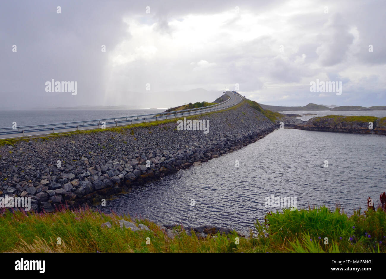 Atlanterhavsveien, scenic norwegian bridge connecting islands along the Atlantic Ocean Road Stock Photo