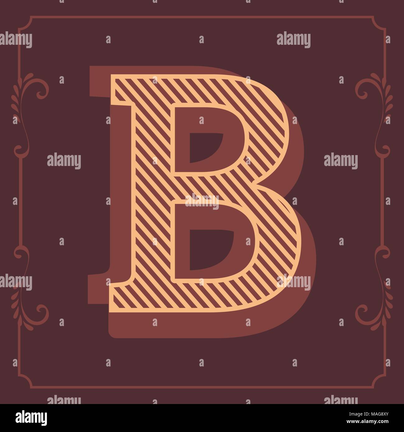 English Alphabet Abc And Numbers In Attractive Vintage Design Letters Individually By Every Letter Separate In A Frame Stock Vector Image Art Alamy